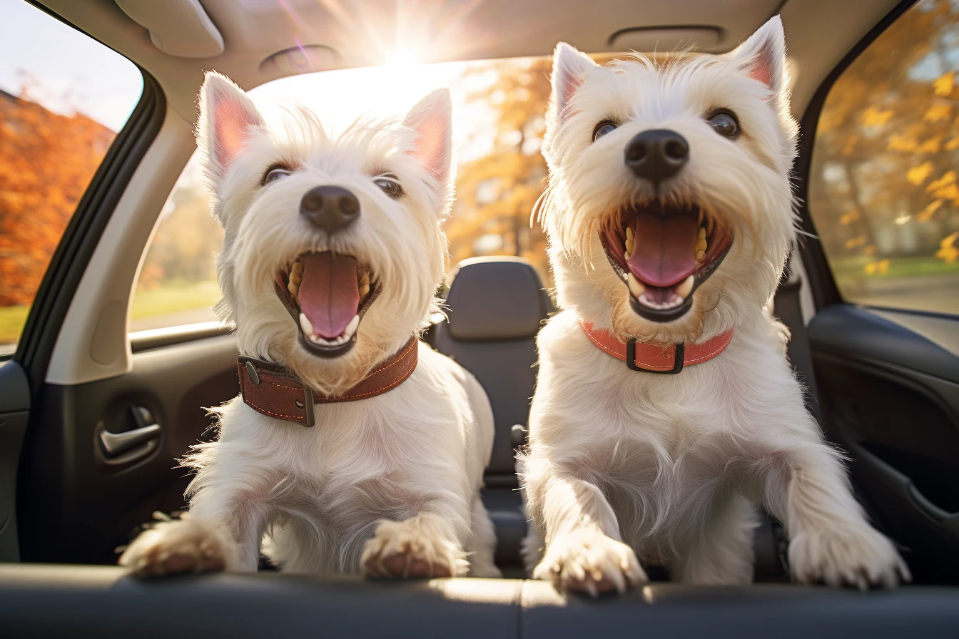 Nissan Maxima back seat cover for West Highland White Terriers