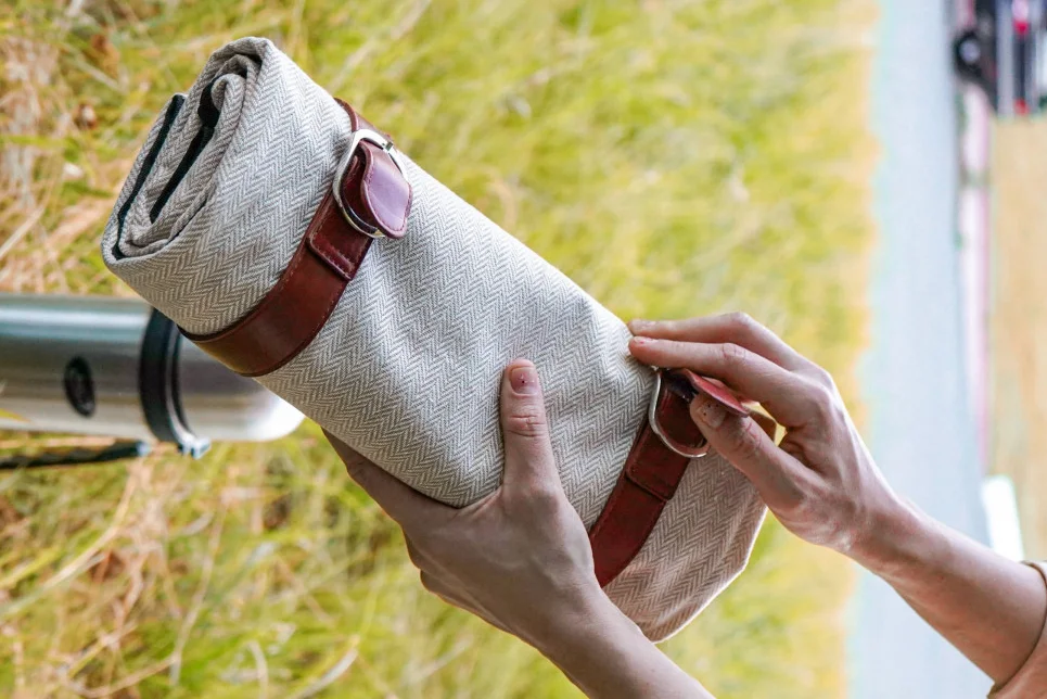 rolled picnic blanket